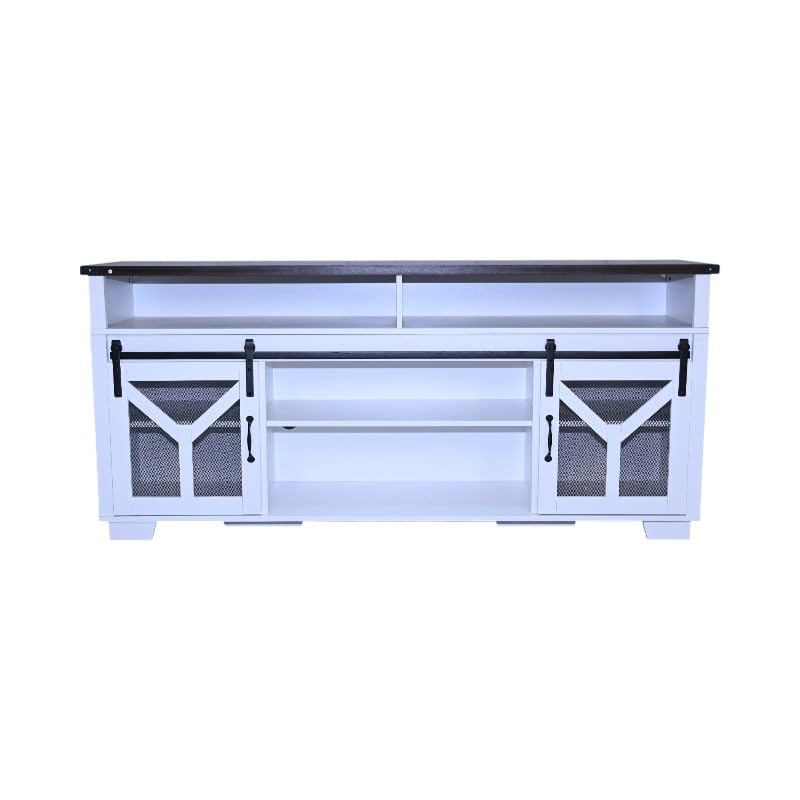 White Walnut Media Storage Cabinet with LED Light Strips Z8471