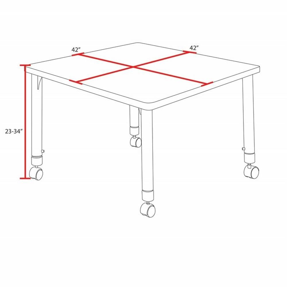 42" Square Mobile Table with 4 Stack Chairs W93608