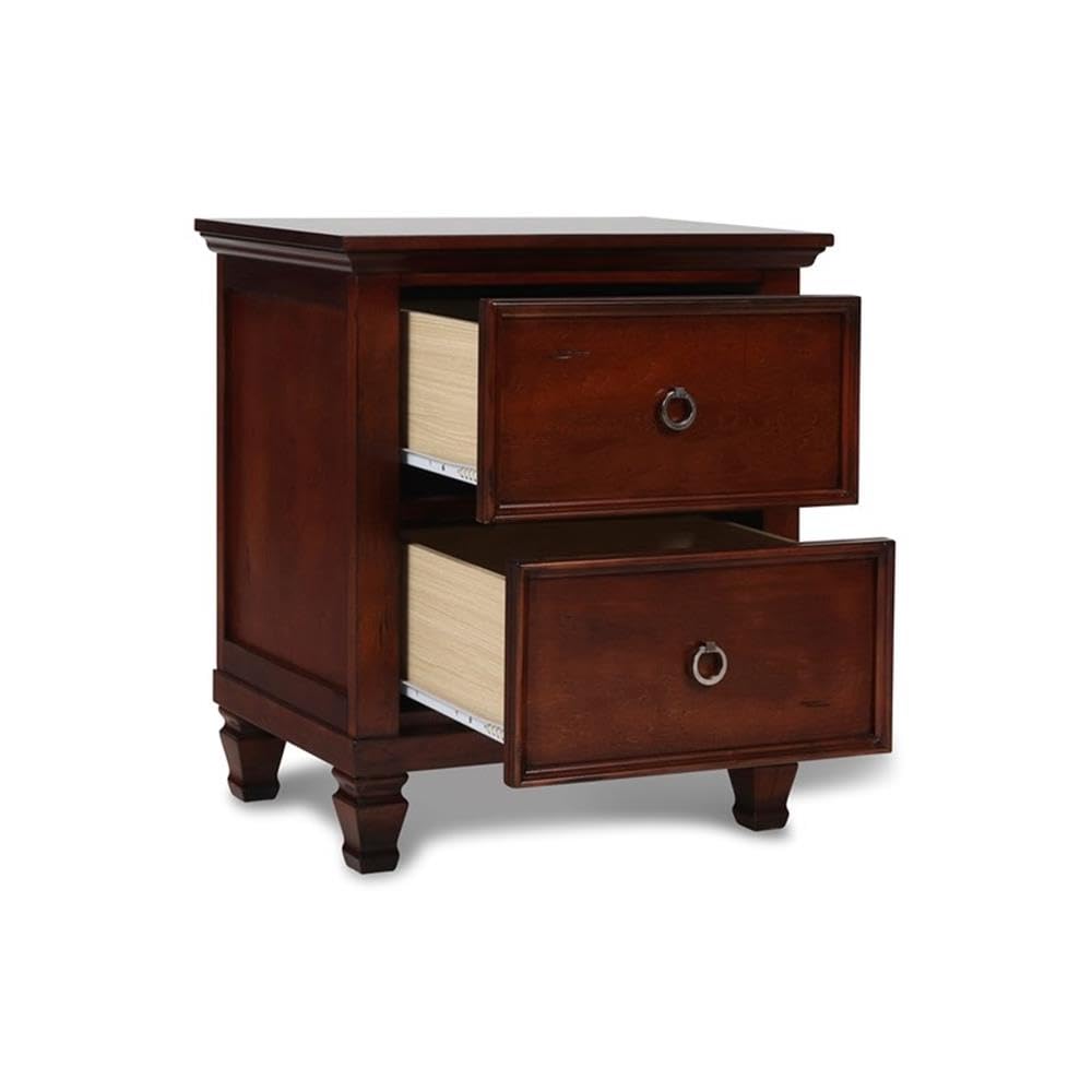 Brown Cherry 2-Drawer Wood Nightstand C711196