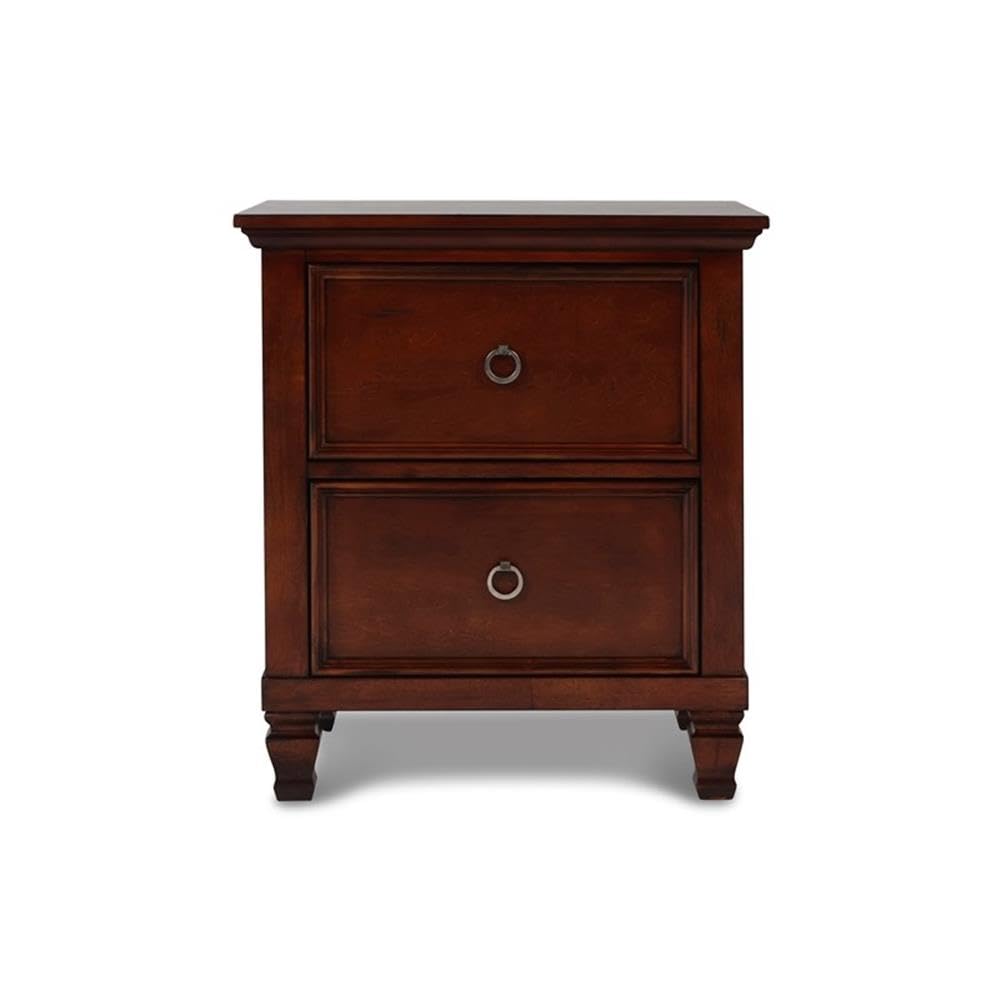 Brown Cherry 2-Drawer Wood Nightstand C711196