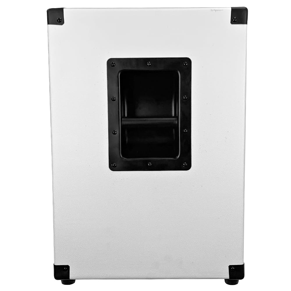2x12 Empty Guitar Speaker Cabinet White Tolex Black Grill K7289