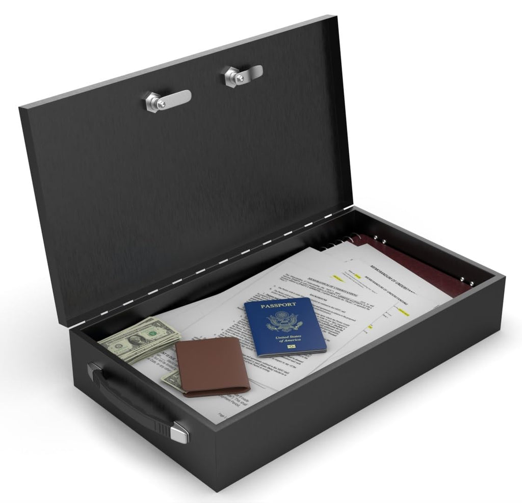 Fire Retardant Steel Security Chest with Dual Combination and Key Lock, 0.43 Cubic Ft O74309