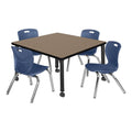 42" Square Mobile Table with 4 Stack Chairs W93608