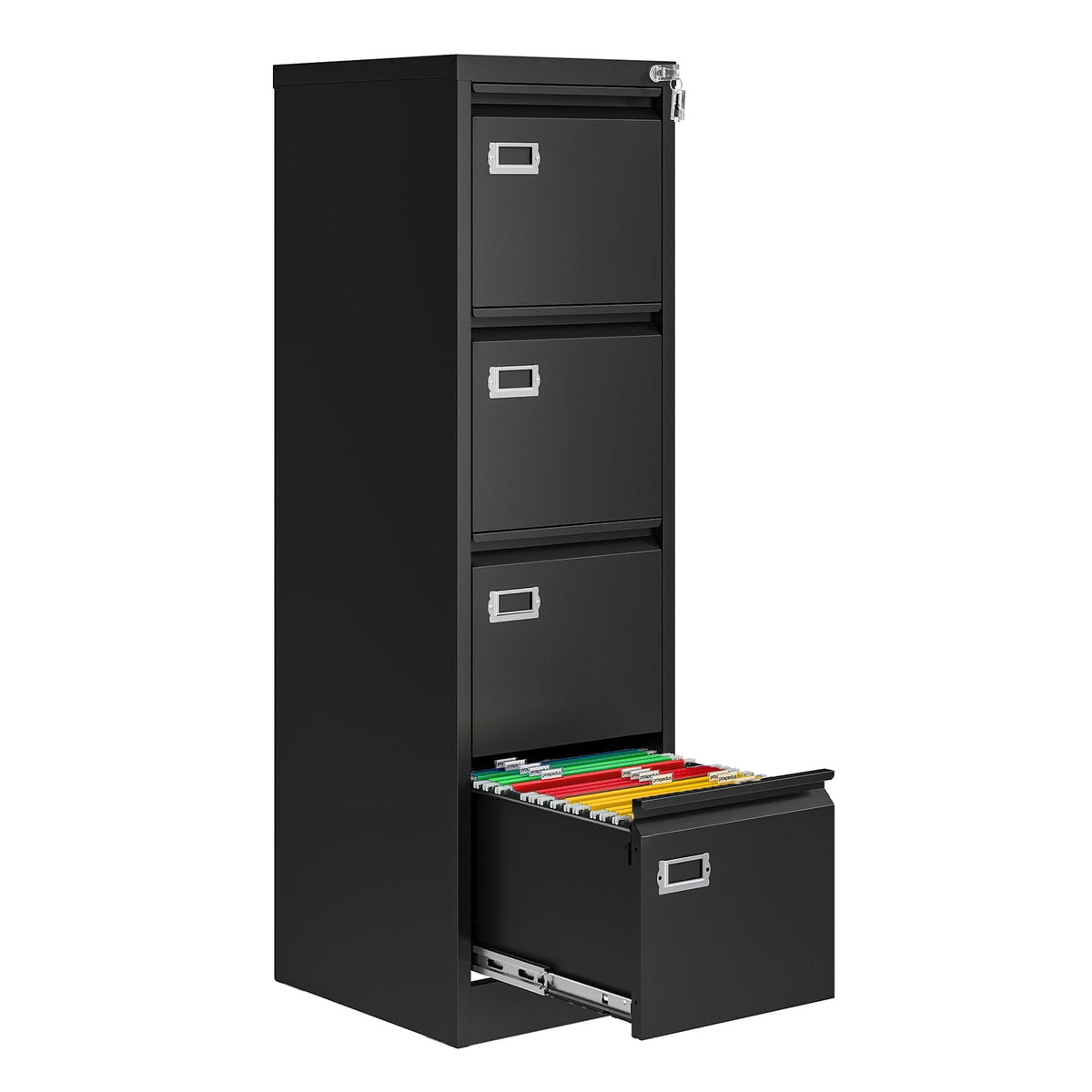 4 Drawer Black Metal File Cabinet with Lock K1870