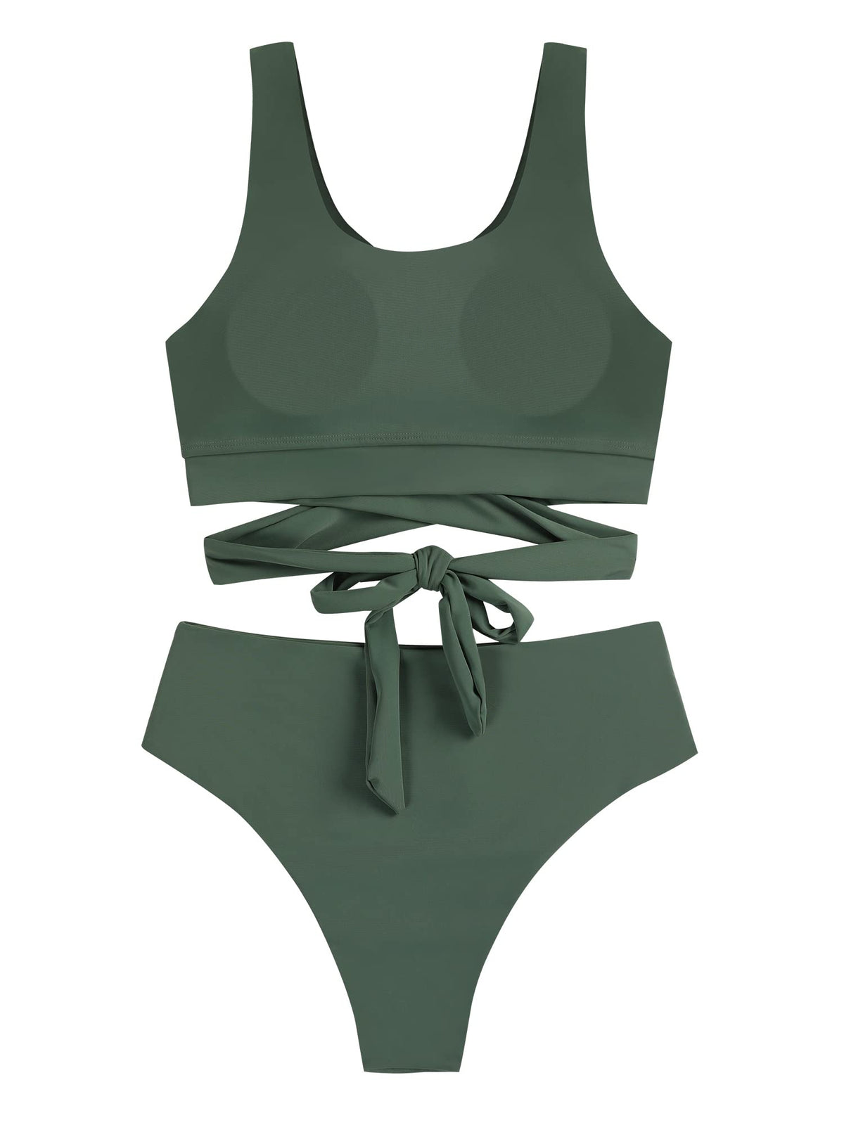 Scoop Neck High Waisted Two Piece Bikini Set L45844