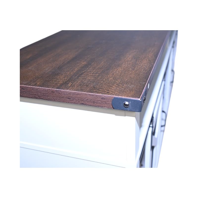 White Walnut Media Storage Cabinet with LED Light Strips Z8471