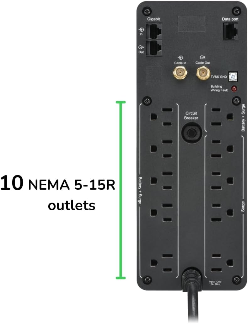 Pure Sine Wave UPS Battery Backup & Surge Protector N77443