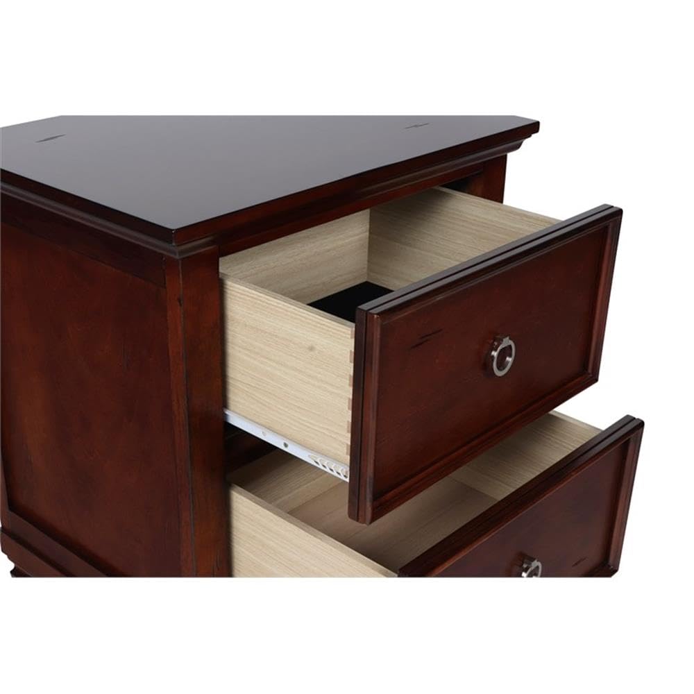 Brown Cherry 2-Drawer Wood Nightstand C711196