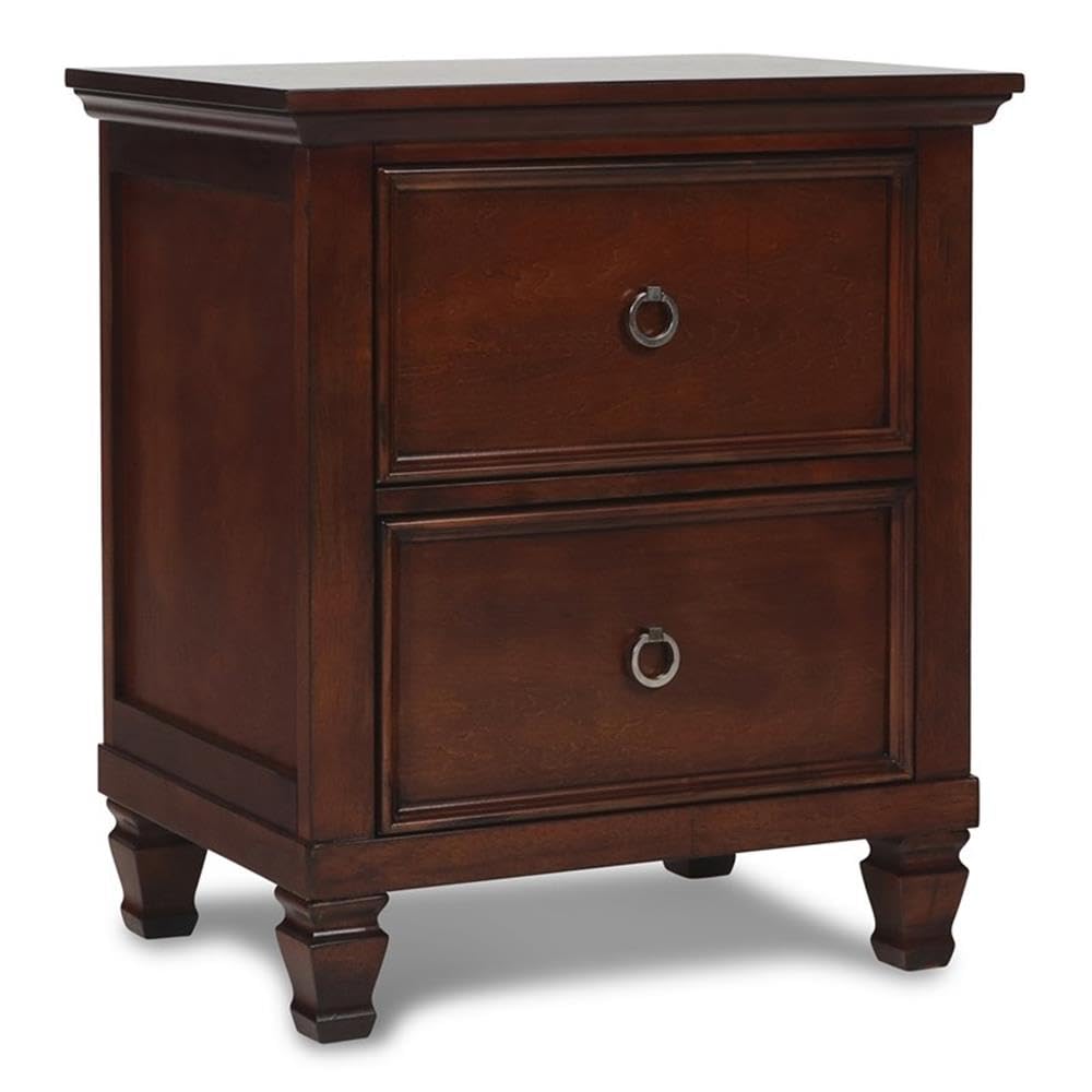 Brown Cherry 2-Drawer Wood Nightstand C711196