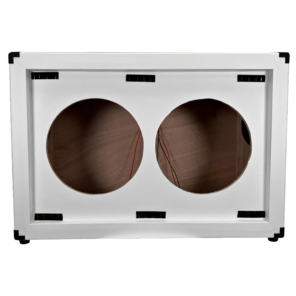 2x12 Empty Guitar Speaker Cabinet White Tolex Black Grill K7289