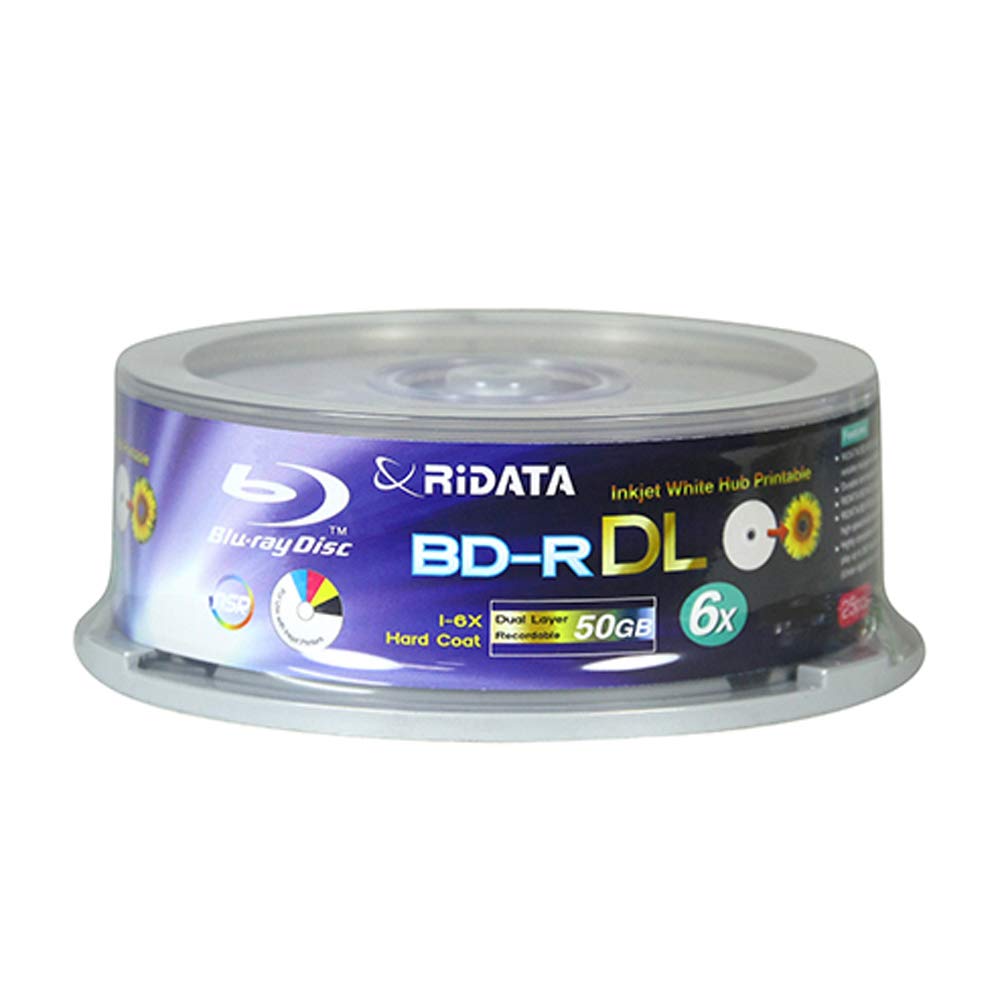 50 Pack BD-R DL Dual Layer 6X 50GB White Inkjet Printable Disc I510