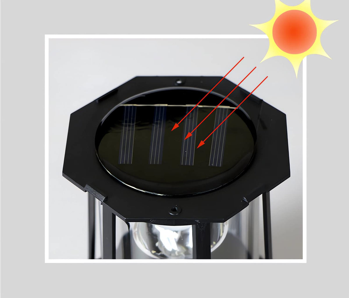 Black Solar Rotating Lighthouse Lamp J845