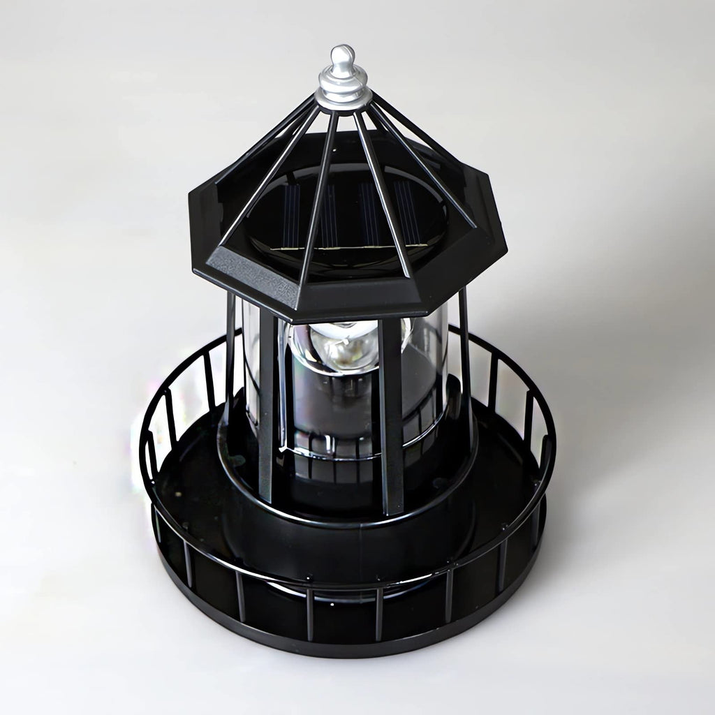 Black Solar Rotating Lighthouse Lamp J845