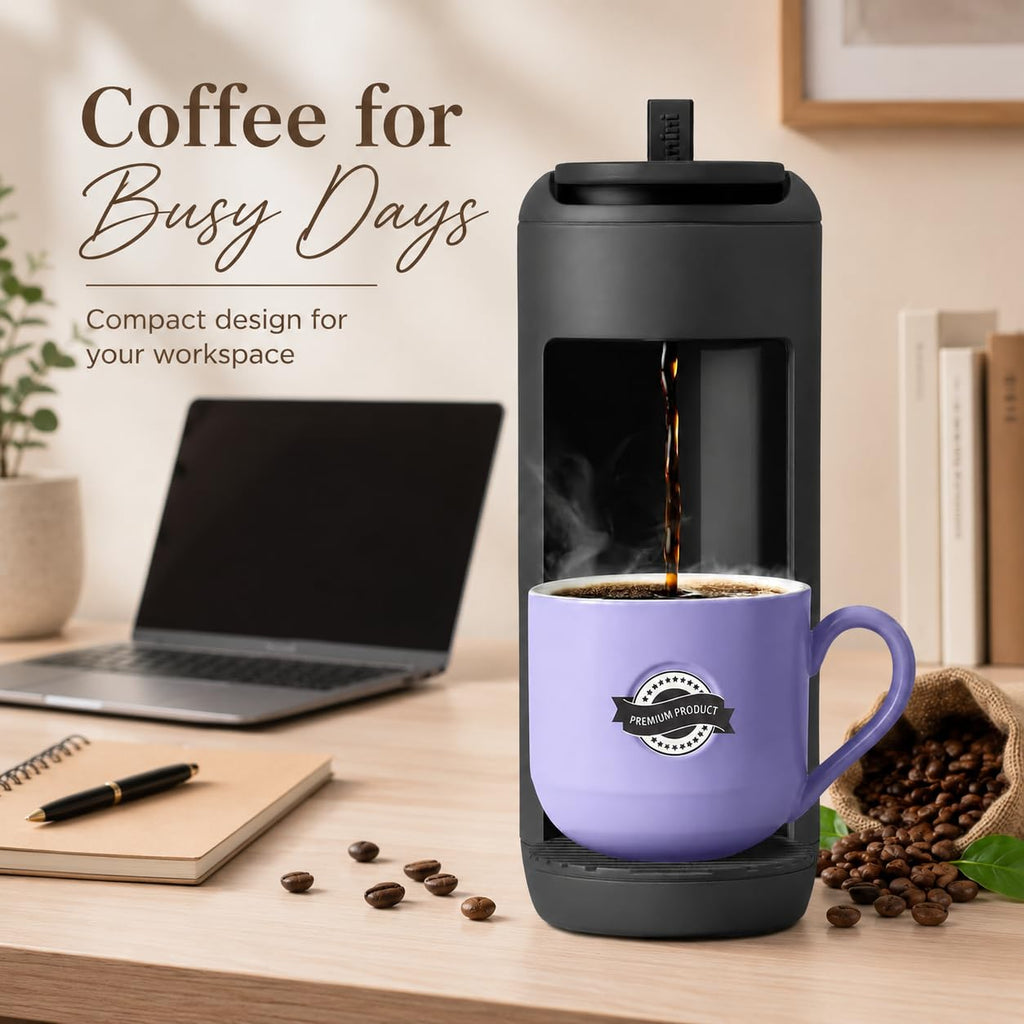 Single Serve K Cup Coffee Maker 12 oz Matte Black H7979