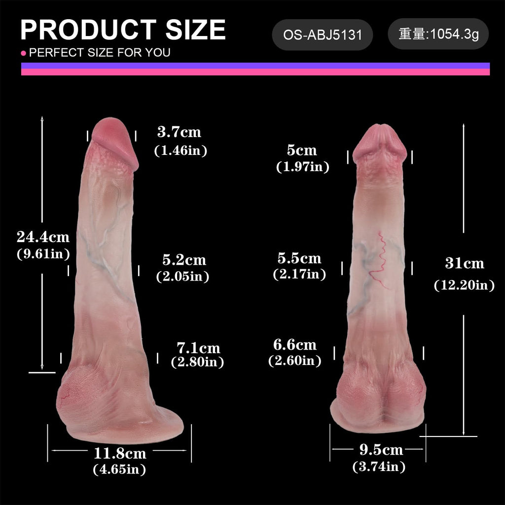 12 Inch Curved Dual Density Liquid Silicone Dildo with Suction Cup N48572