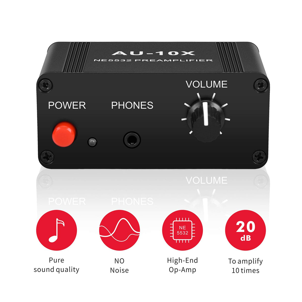 Stereo Audio Preamplifier, Headphone Amplifier, Phono Turntable Preamp with RCA 3.5mm Input Output H201