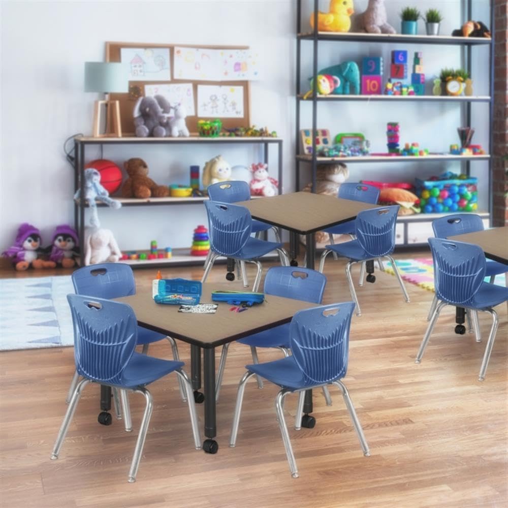 42" Square Mobile Table with 4 Stack Chairs W93608