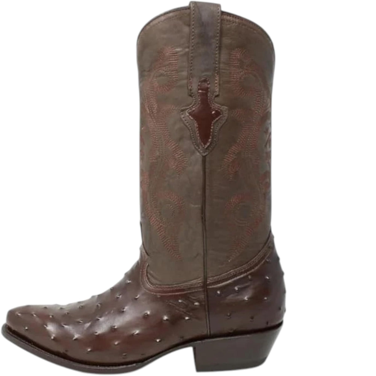 White Ostrich Print Leather Western Cowboy Boots U56394