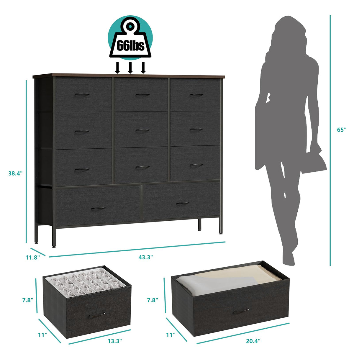 43.3" Wide 11 Drawer Dresser Q268595