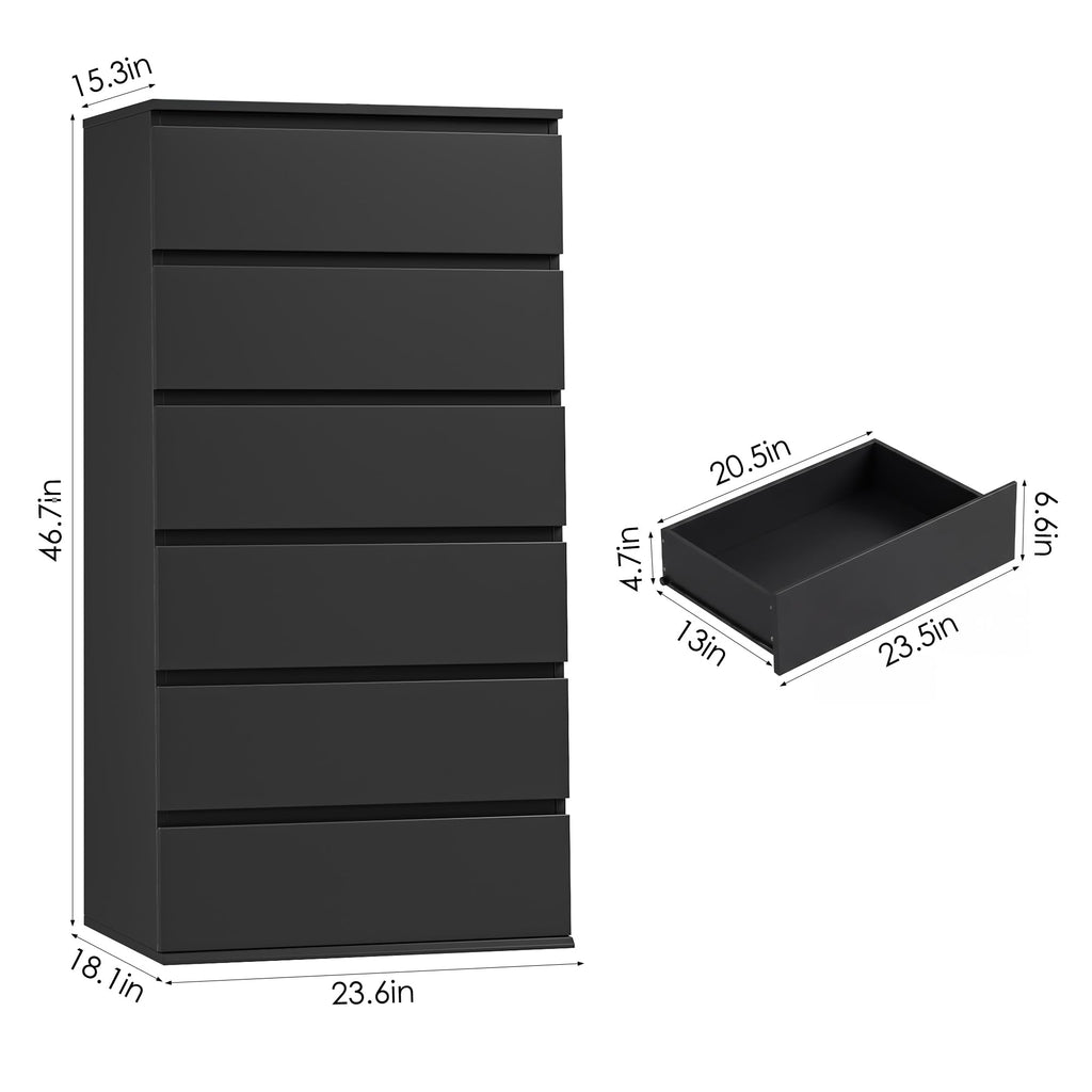Black 6 Drawer Dresser A33240