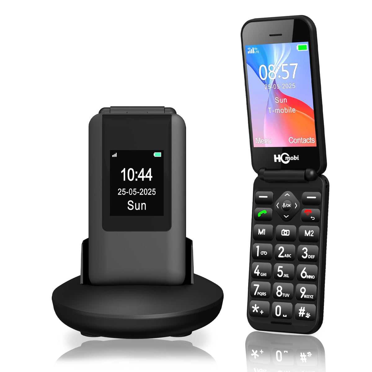 Unlocked Flip Phone with Big Buttons and SOS Button, Matte Black O2570