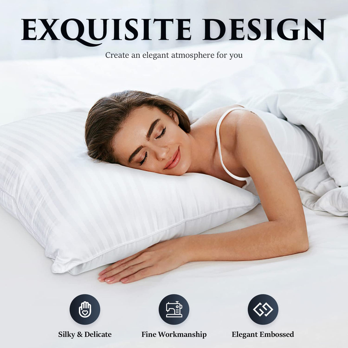 Queen Size Microfiber Bed Pillows Set of 2 O516