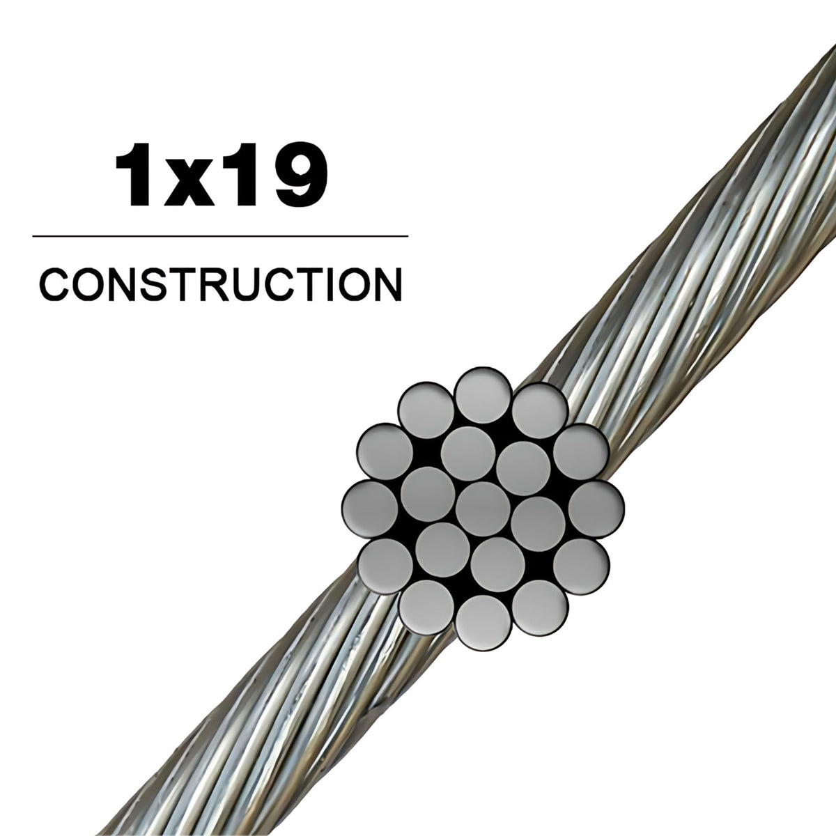 316 Stainless Steel Cable Wire Rope 1/8" 1x19-100 ft Coil Q354771