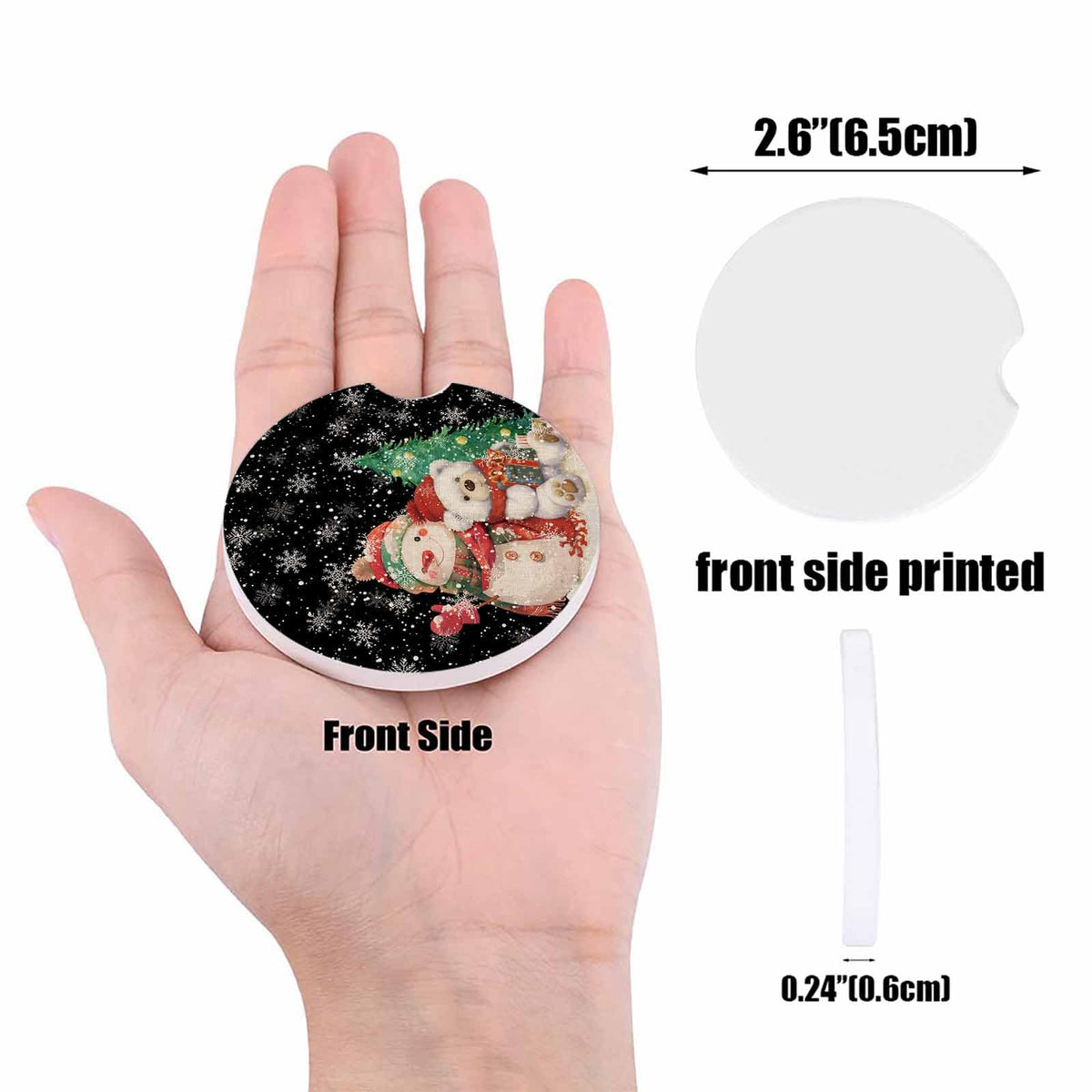 Black Ceramic Car Coasters 2 Piece Set L83178