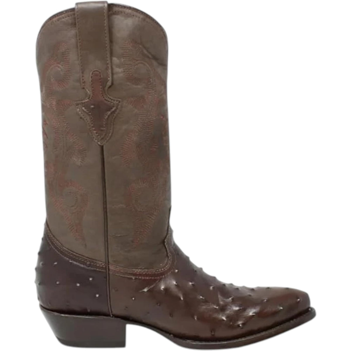 White Ostrich Print Leather Western Cowboy Boots U56394