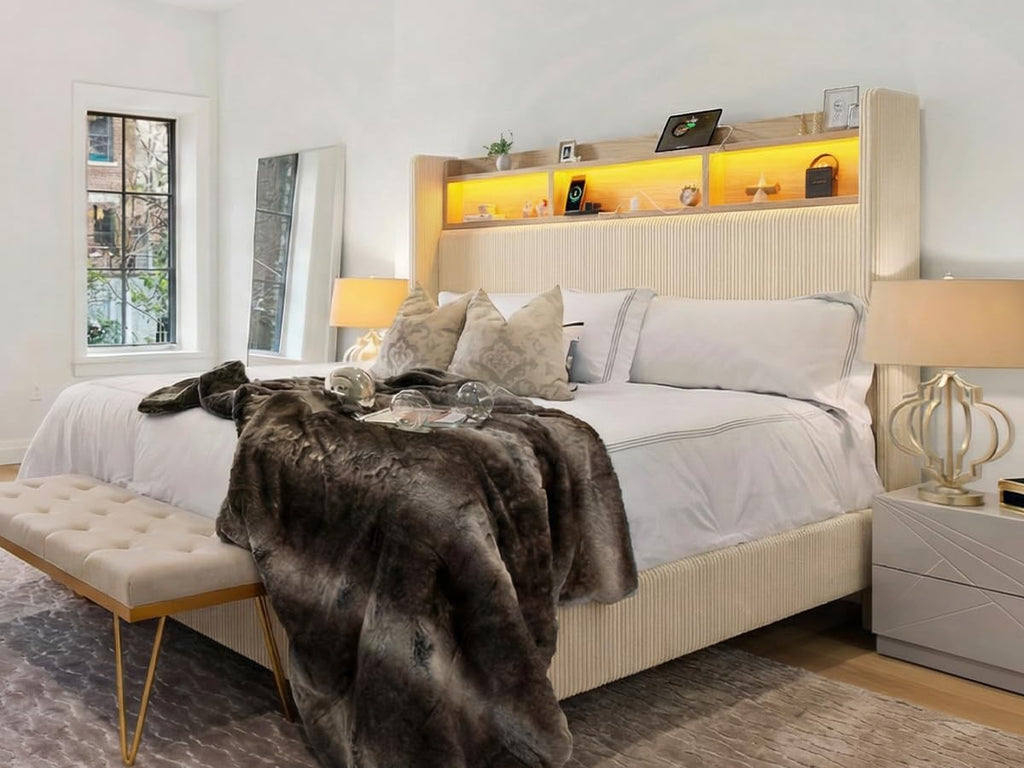 Queen Size Bed Frame with Tall Headboard S81809