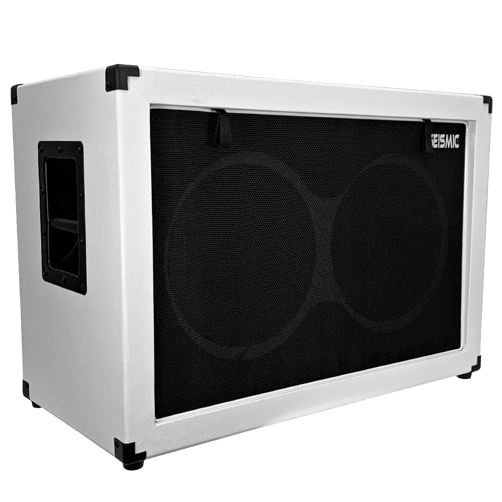 2x12 Empty Guitar Speaker Cabinet White Tolex Black Grill K7289