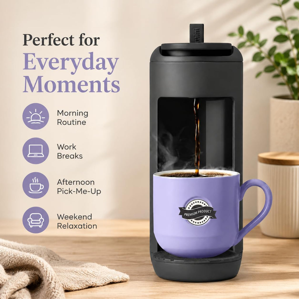 Single Serve K Cup Coffee Maker 12 oz Matte Black H7979