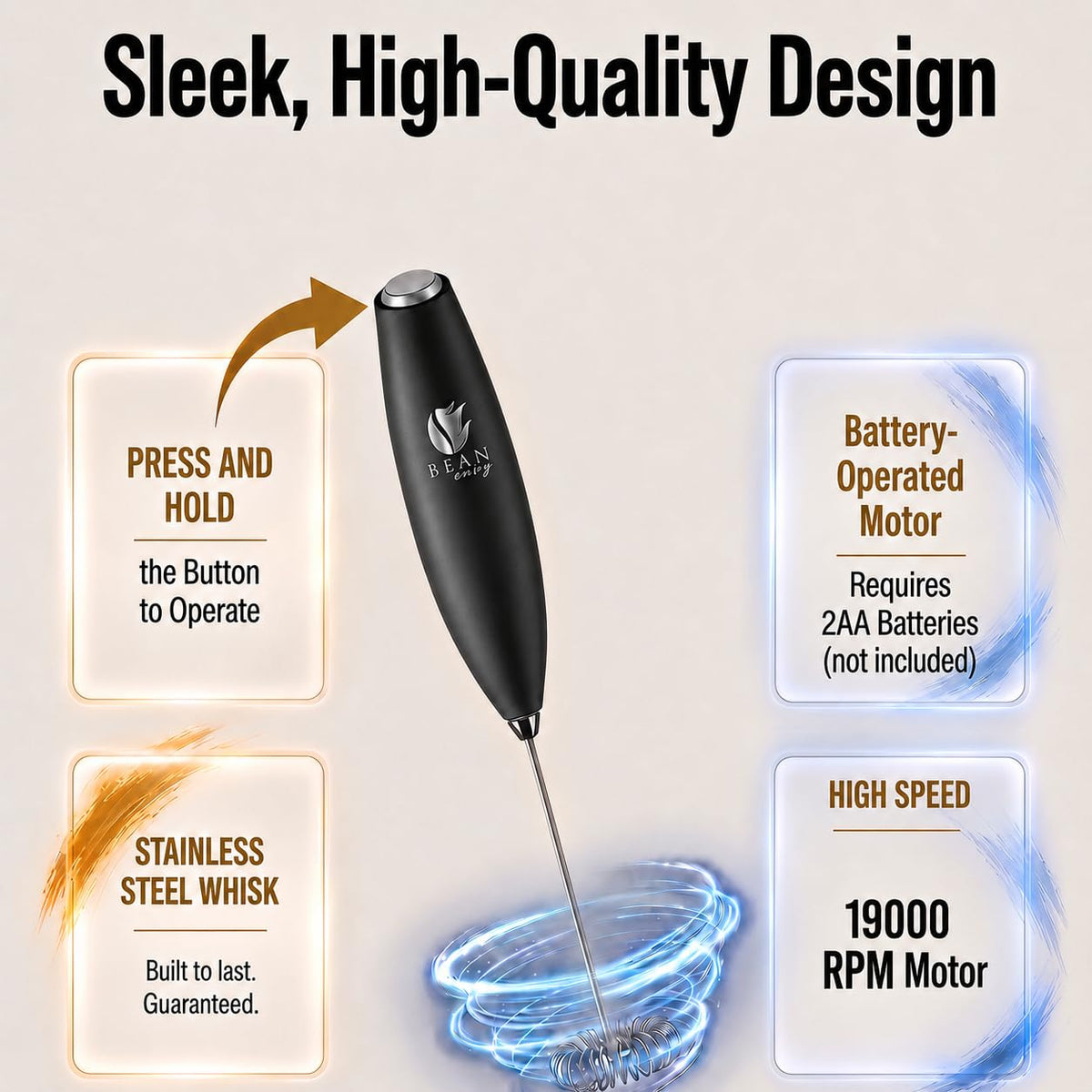 Black Handheld Milk Frother P251