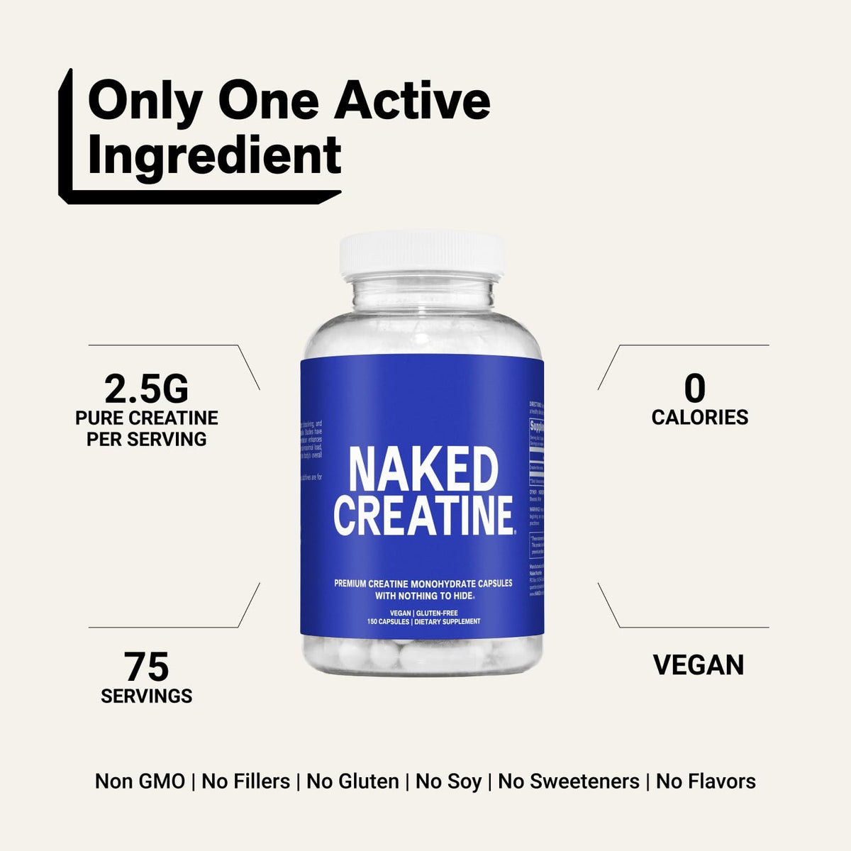 Micronized Creatine Monohydrate Capsules 2.5g 75 Servings Vegan Z71492