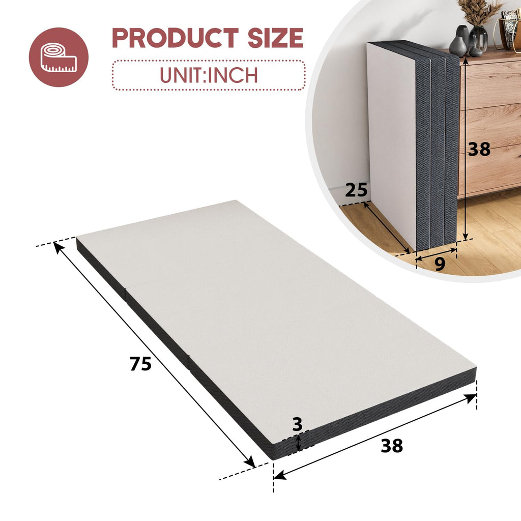 3 inch Tri Fold Memory Foam Mattress with Mesh Cover V26131