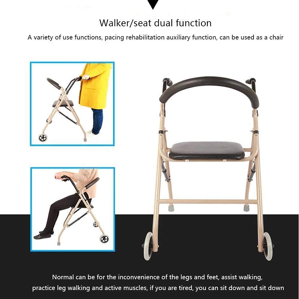 4 Wheel Folding Aluminum Rollator Walker with Seat Y410