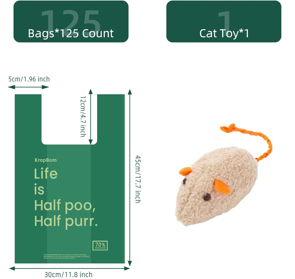 125 Count Large Unscented Cat Poop Bags with Handles I8754