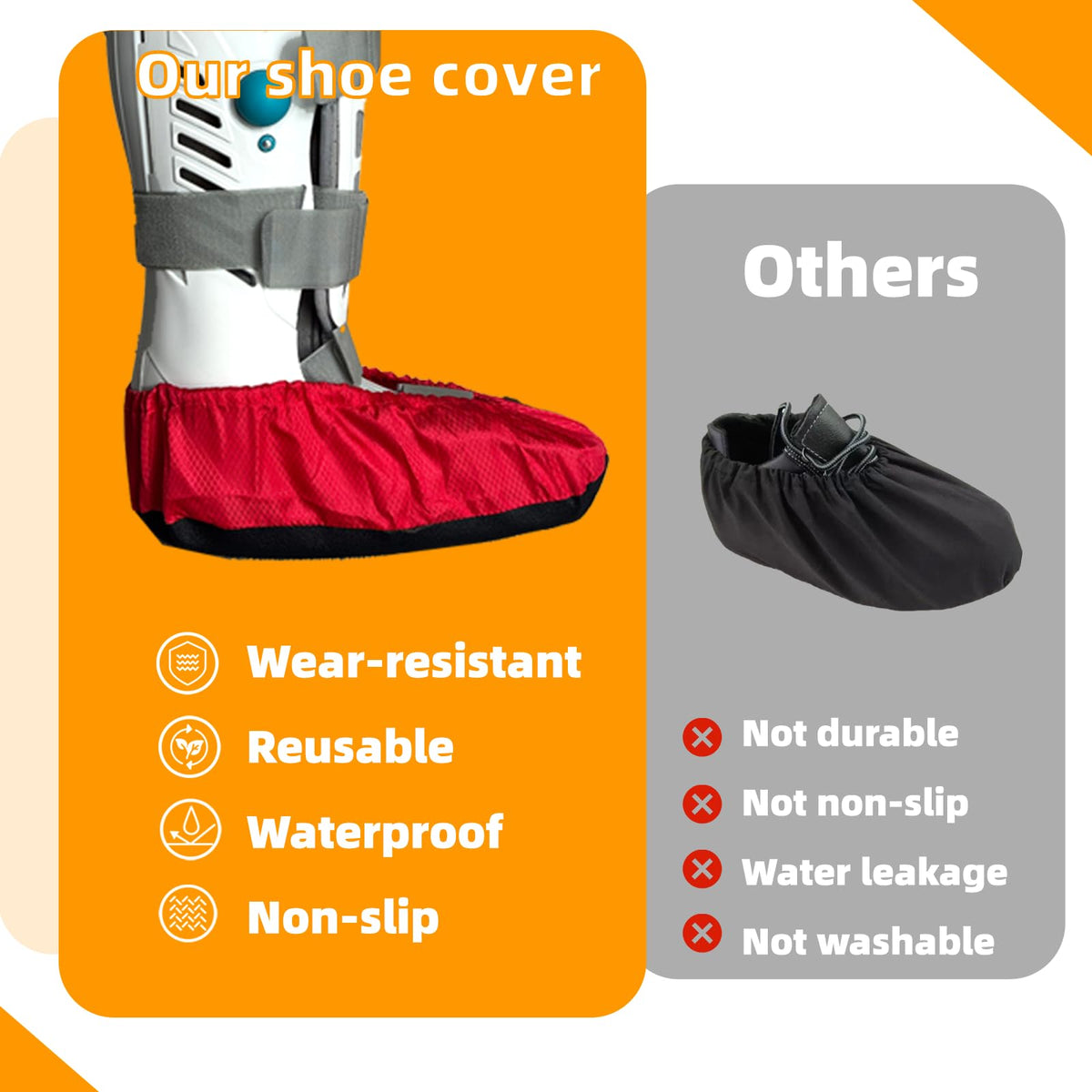 Walking Boot Covers 2 pcs Waterproof Anti-slip Washable Large G7381