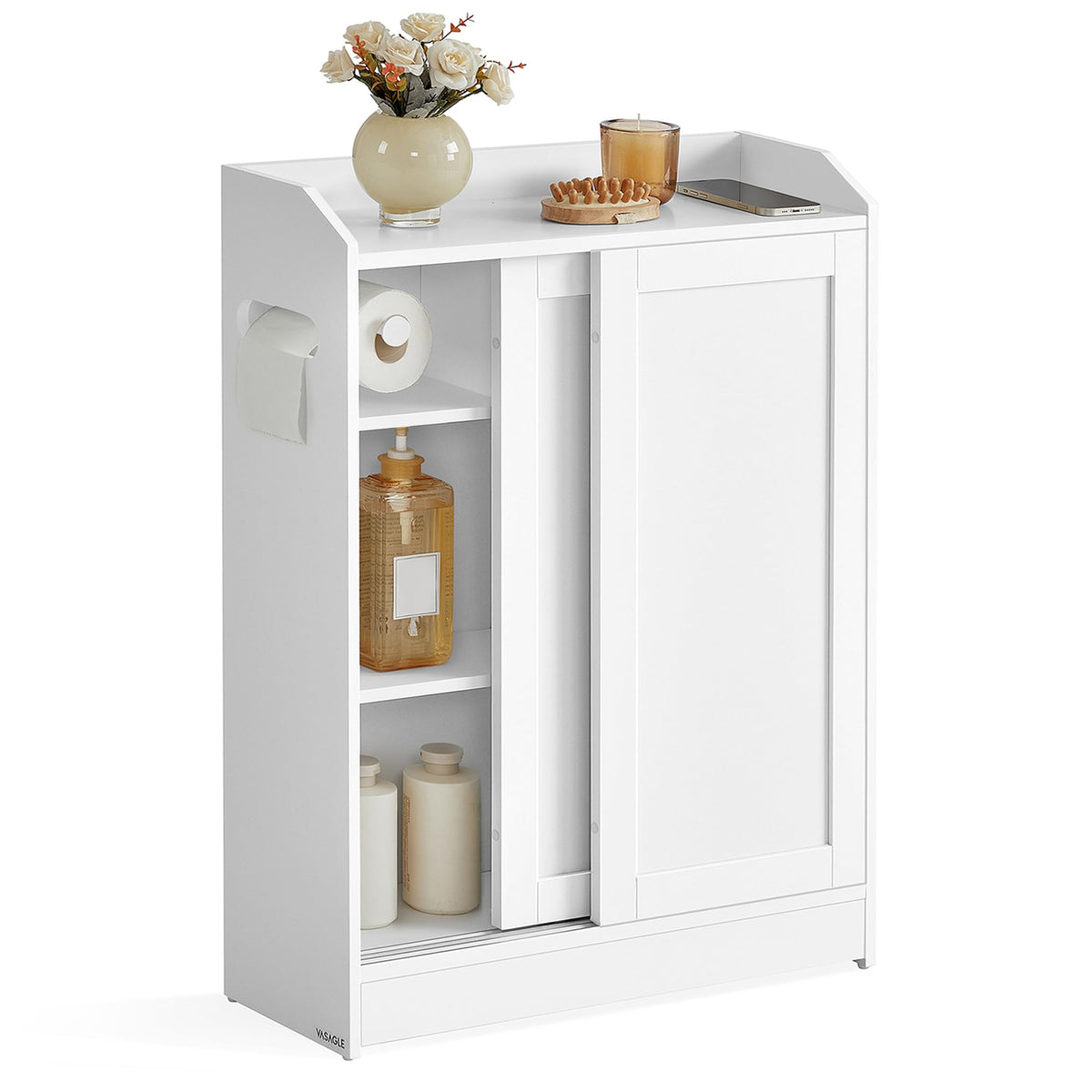 Slim Bathroom Storage Cabinet with Sliding Doors J6269
