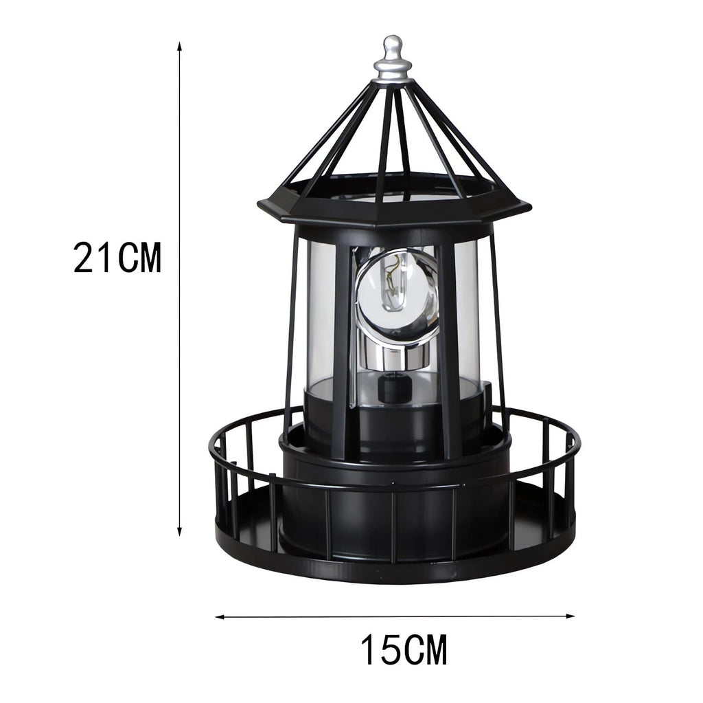 Black Solar Rotating Lighthouse Lamp J845