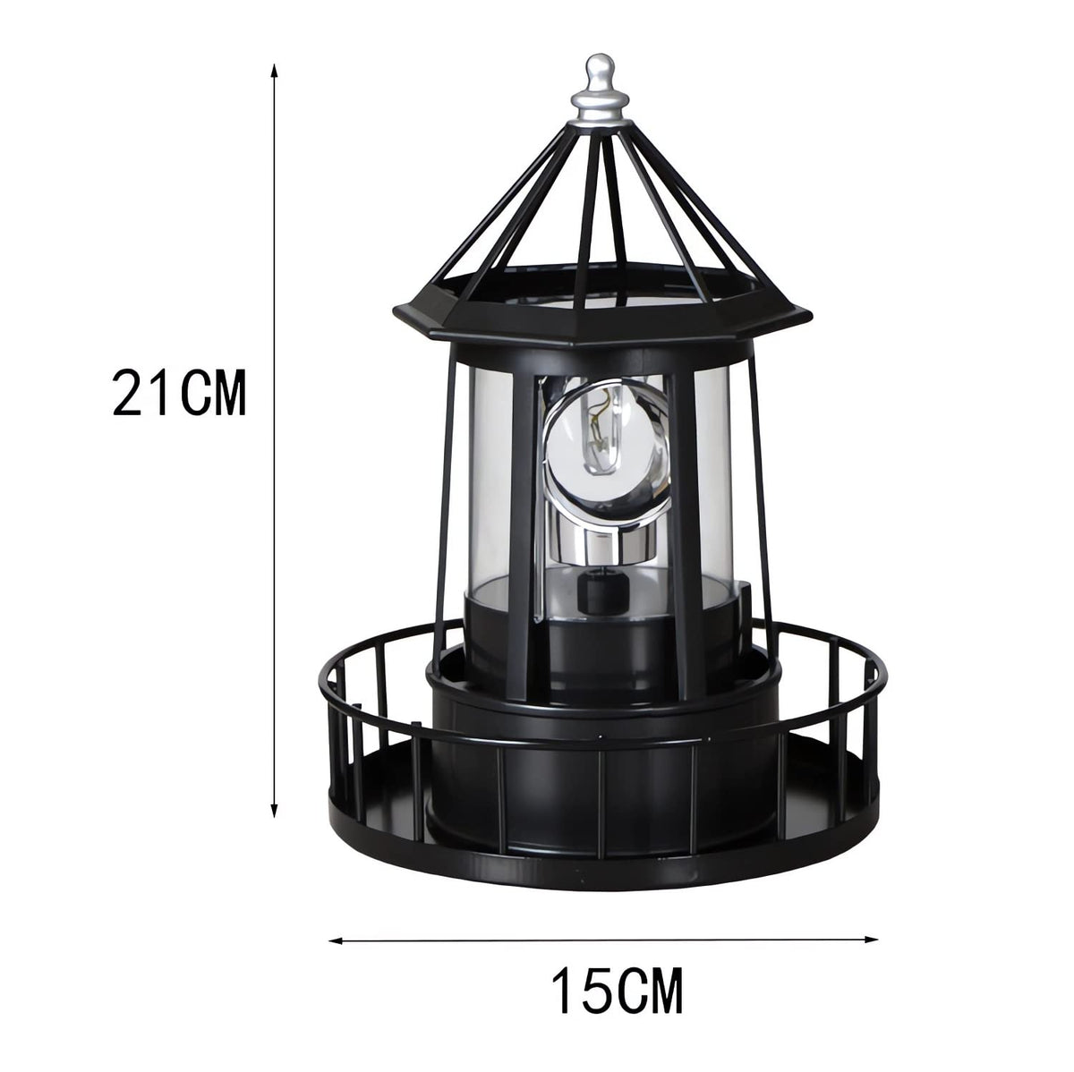Black Solar Rotating Lighthouse Lamp J845