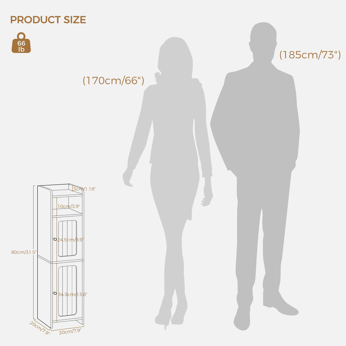 Small 2 Doors Narrow Bathroom Storage Cabinet Z7821