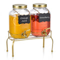 1 Gallon Glass Drink Dispenser Set of 2 with Stand Q4298