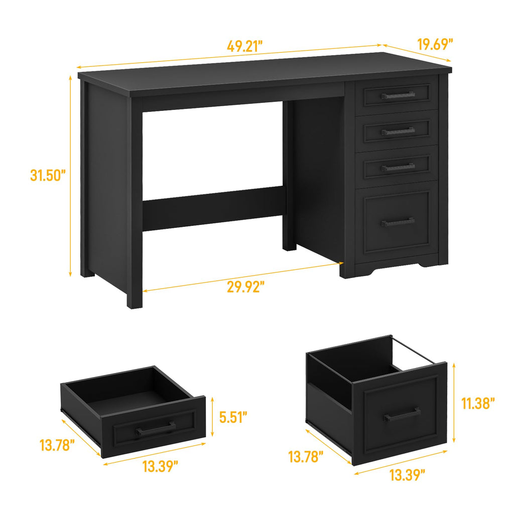Black Executive Desk with File Drawer K825