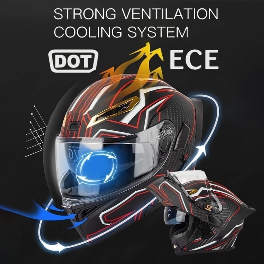 Carbon Fiber Flip-Up Motorcycle Helmet B1860