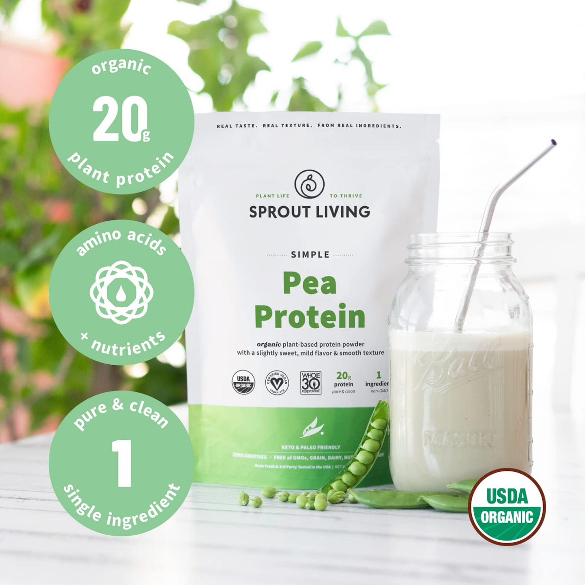 Organic Pea Protein Powder, Unflavored, 5 Pound P2279