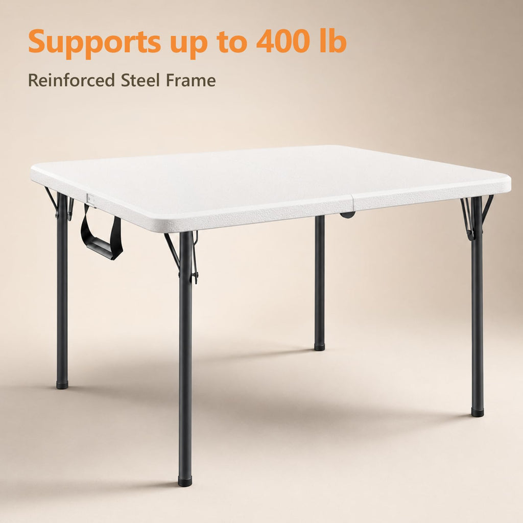 36" White Folding Card Table with Carrying Handle A32125