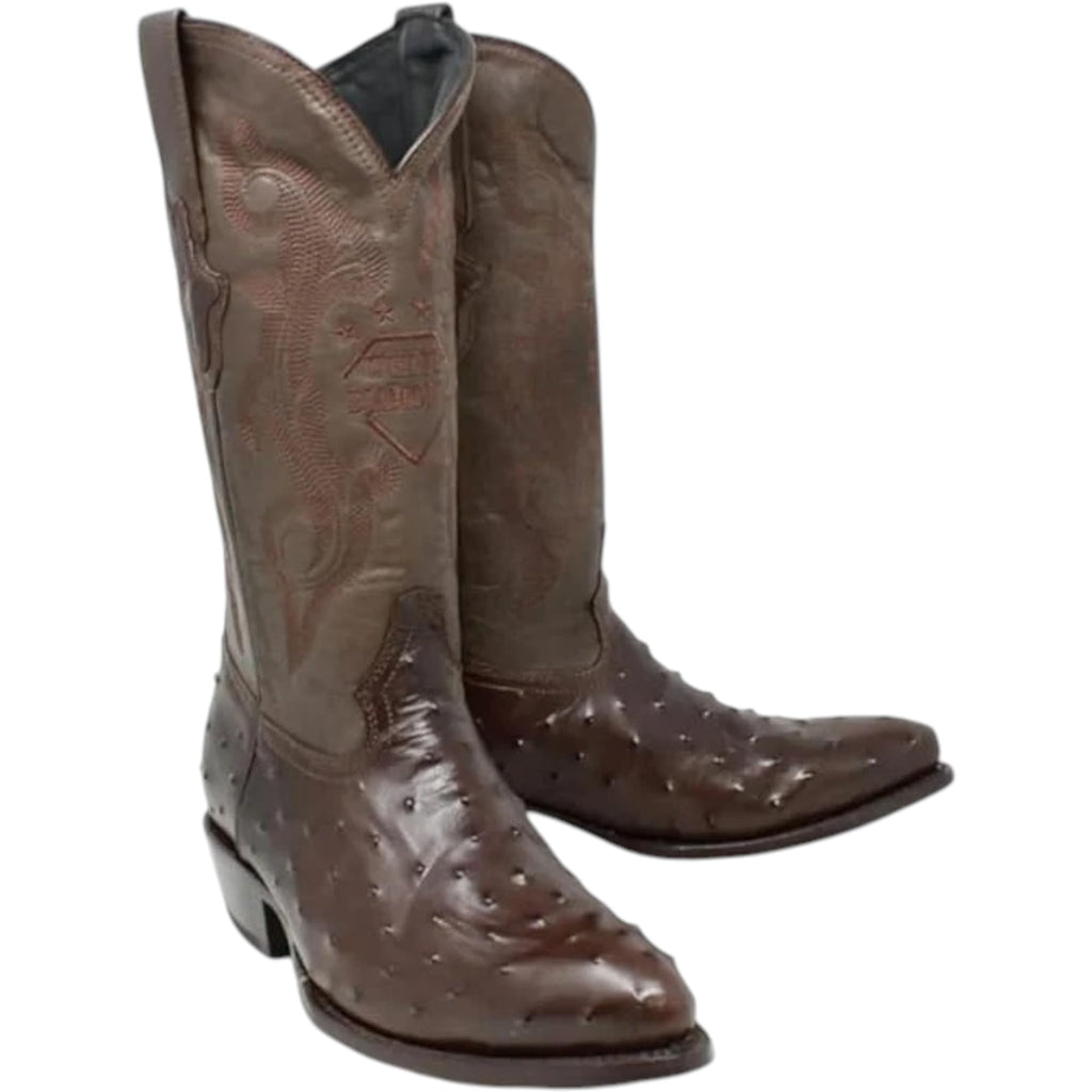 White Ostrich Print Leather Western Cowboy Boots U56394