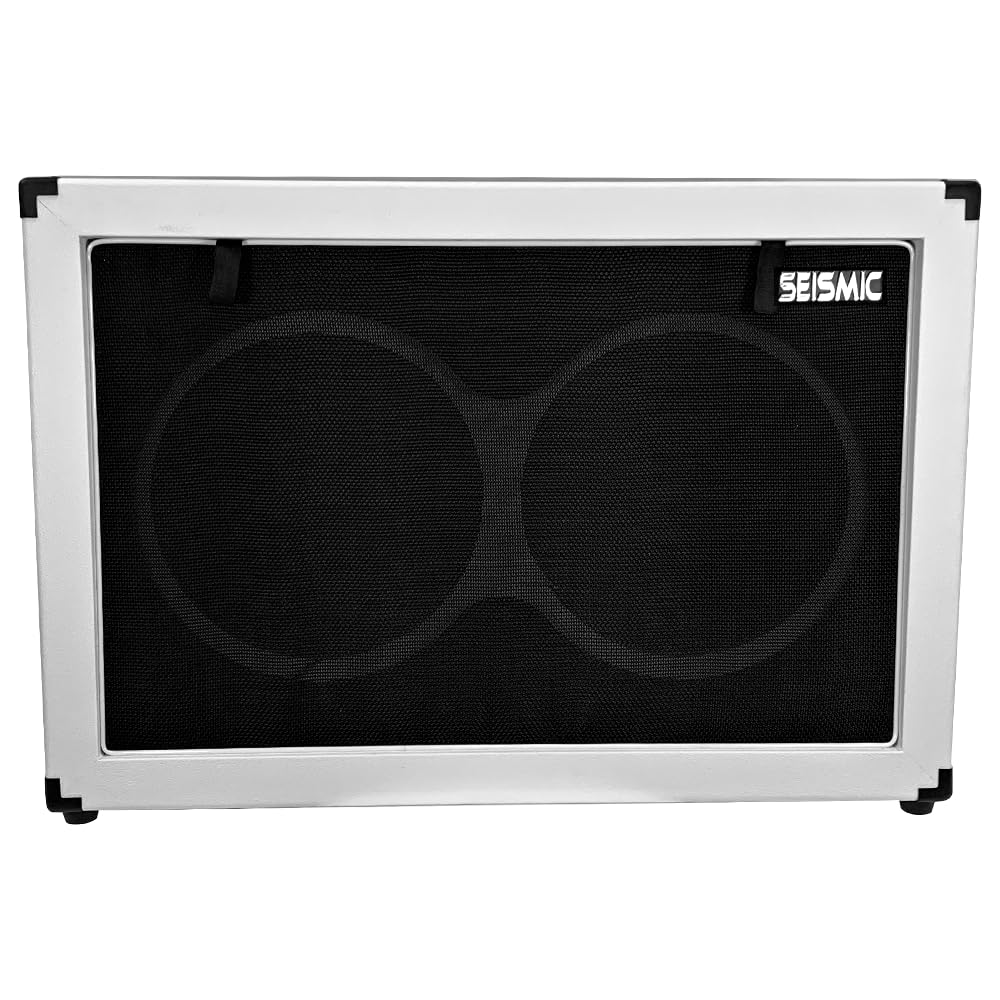 2x12 Empty Guitar Speaker Cabinet White Tolex Black Grill K7289