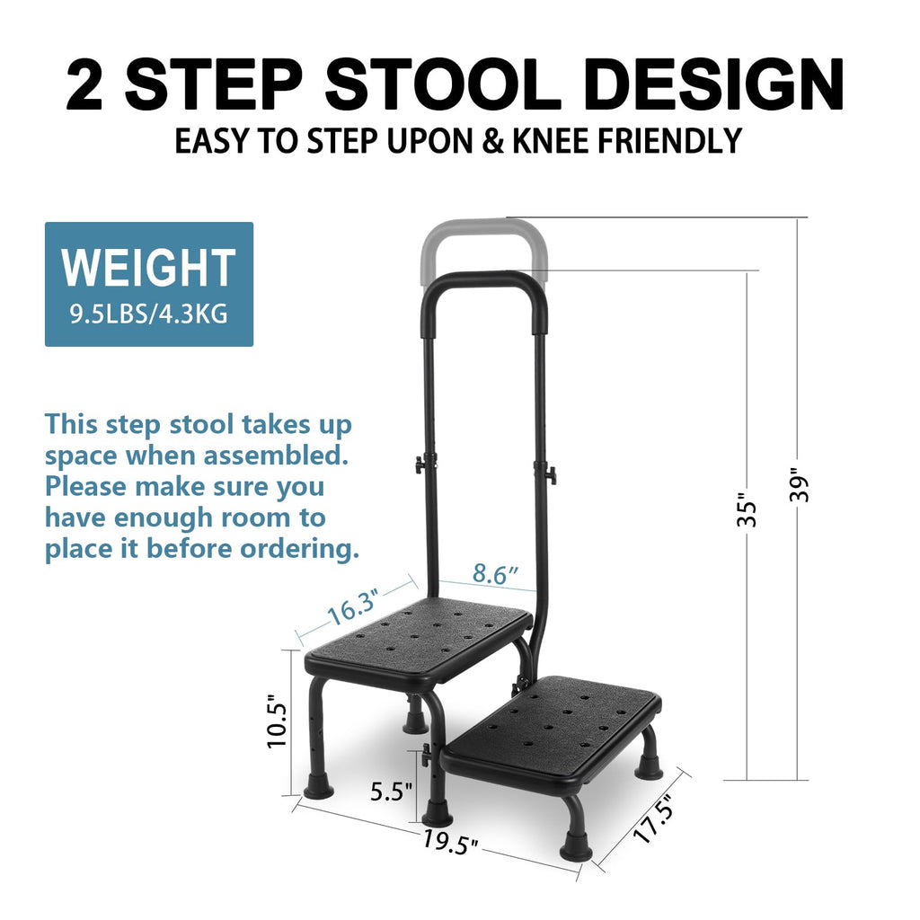 2 Step Stool with Handle and Non-Slip Platform O1572